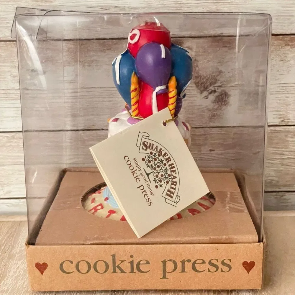 NIB Vintage 1997 Shaker Hearth/ Wilton Cookie Press Mold Stamp Happy Birthday